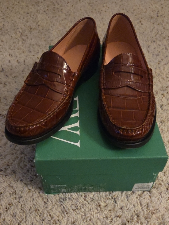 J. Crew | Croc-Embossed Penny Loafers in Burnished Sienna, Size 8.5 - Picture 3 of 7